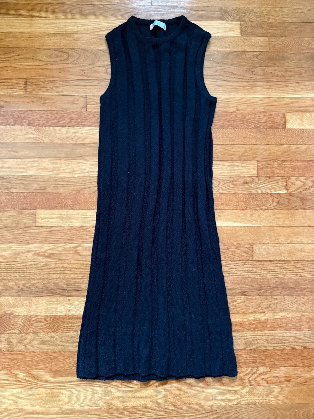 Free People Black Ribbed Sleeveless Midi Sweater Dress